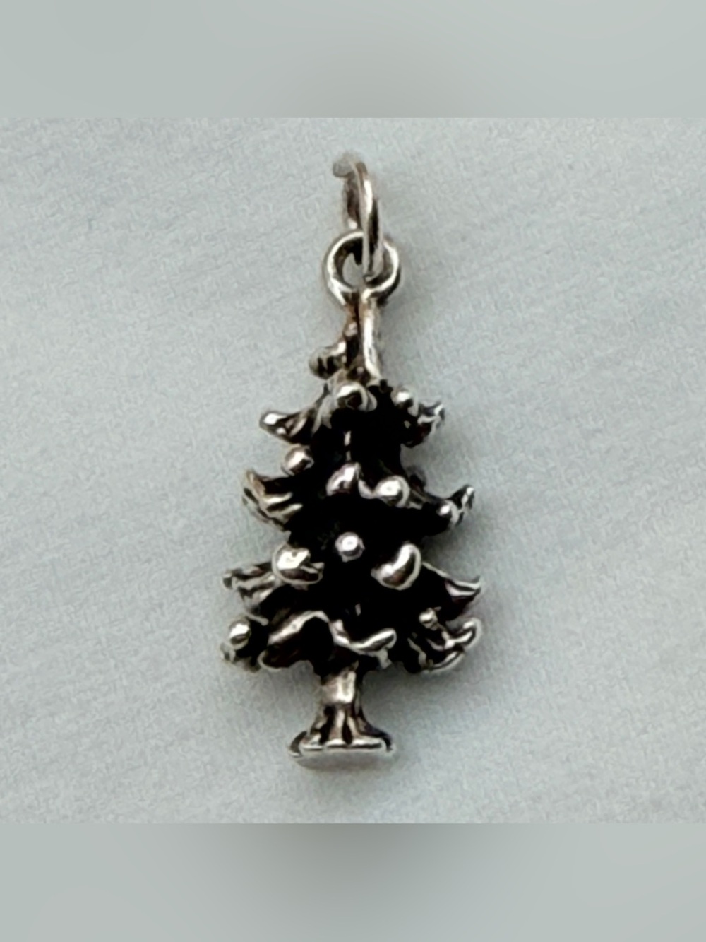 Sterling Silver Pine Redwood Christmas Tree Charm Bracelet Tiny Pendant Arborist